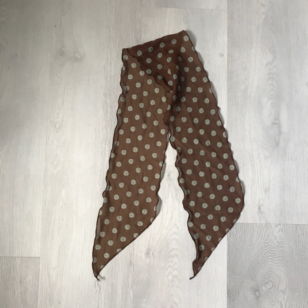 BROWN SHEER SCARF POLKA DOT NECK SCARF